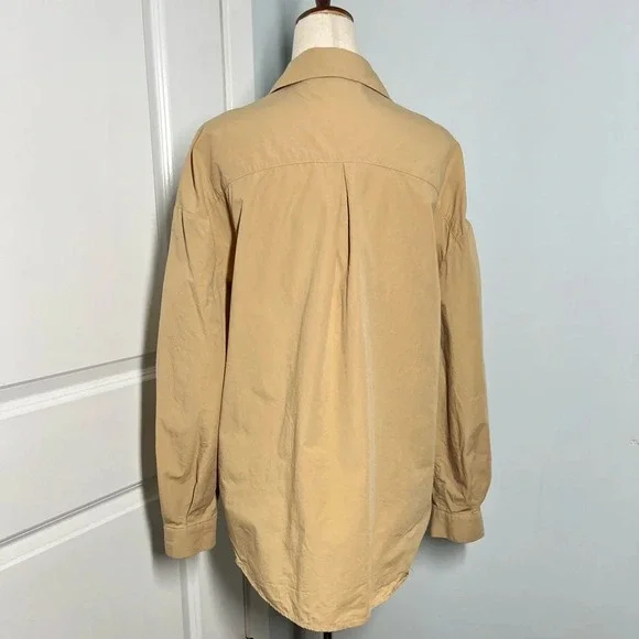Zara 100% cotton oversized camel Button Down Shirt size XS - Picture 11 of 13